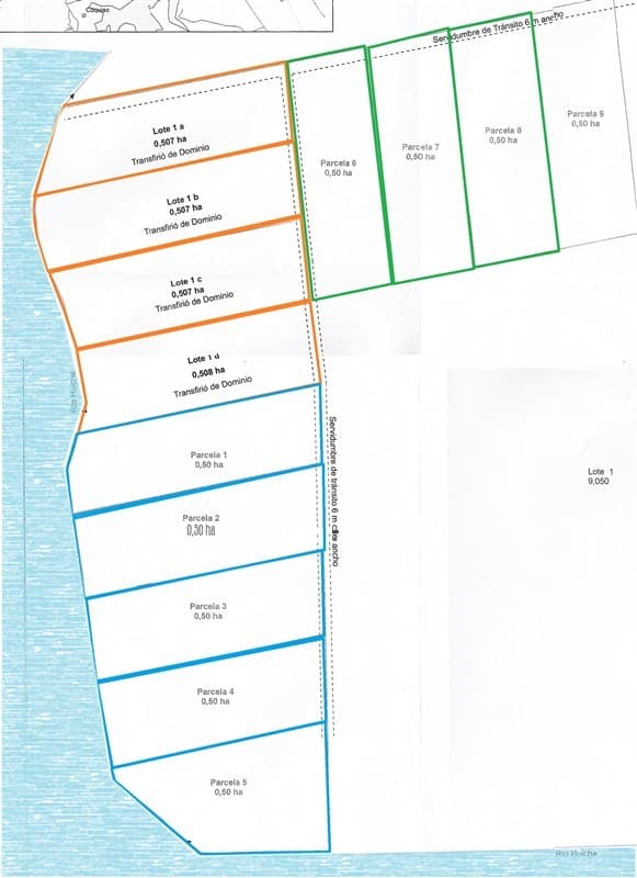 Parcelas Borde rio Huicha 5000 m2, roles independientes