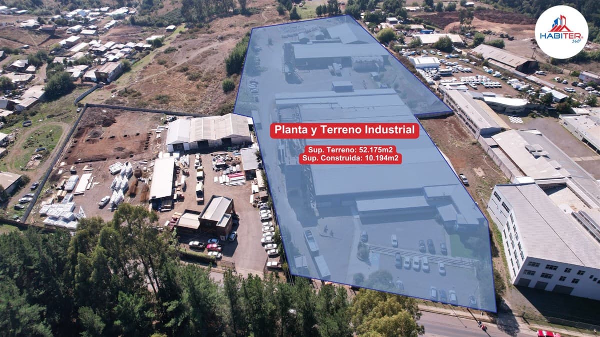 COD39122 Gran Terreno con Planta Industrial ubicado en la Ruta S-20 que une a la ciudad de Temuco con CholChol a tan sólo 15 minutos del centro de Temuco