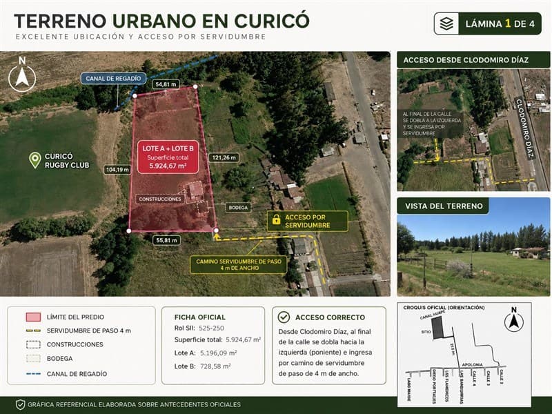 Terreno urbano ubicado en sector Orilla de Martínez, Curicó