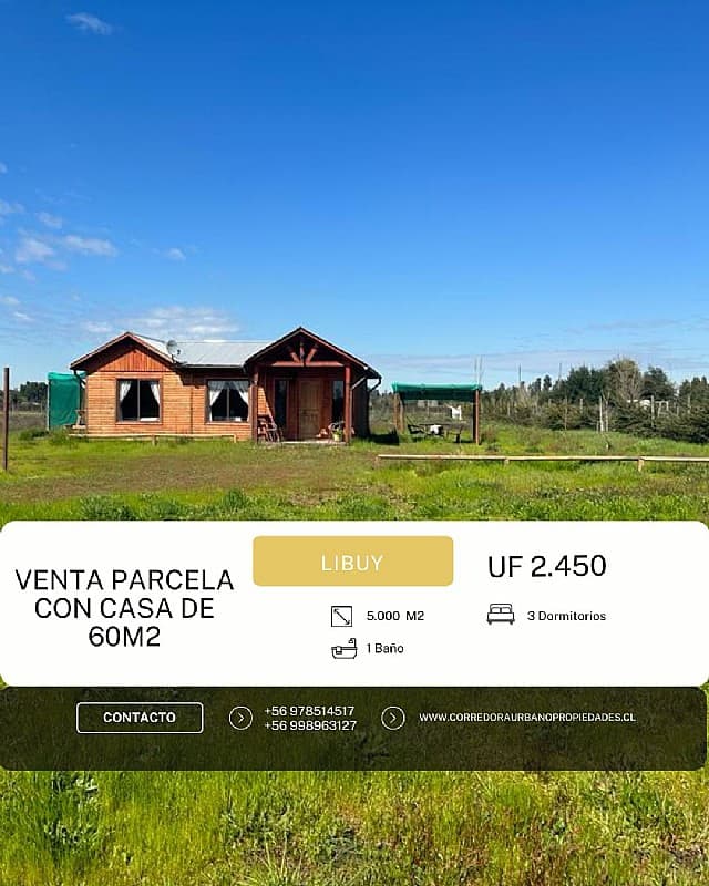 VENTA PARCELA LIBUY CASA AMOBLADA                           