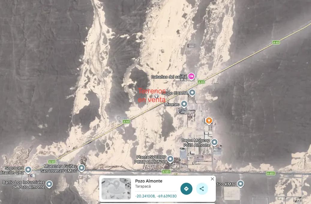 Ruta A-656 20°18'59.1"S 69°43'59.9"W, Pozo Almonte, 1180000, Chile