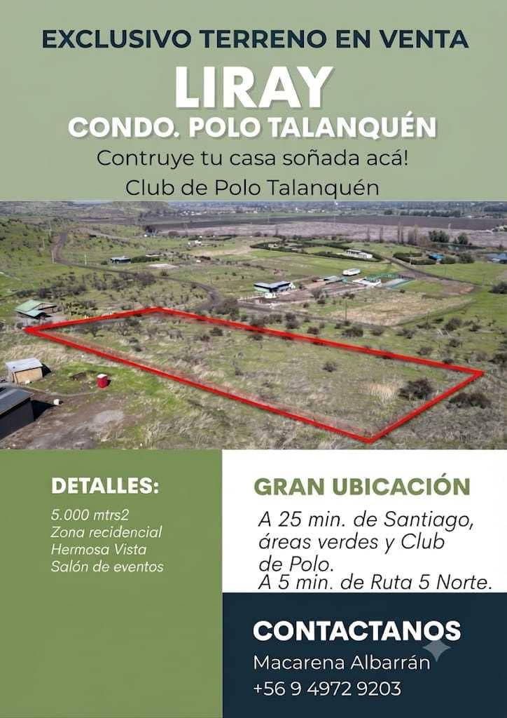 PARCELA 5000 MTRS FUNDO TALANQUEN LUZ/AGUA (180209)