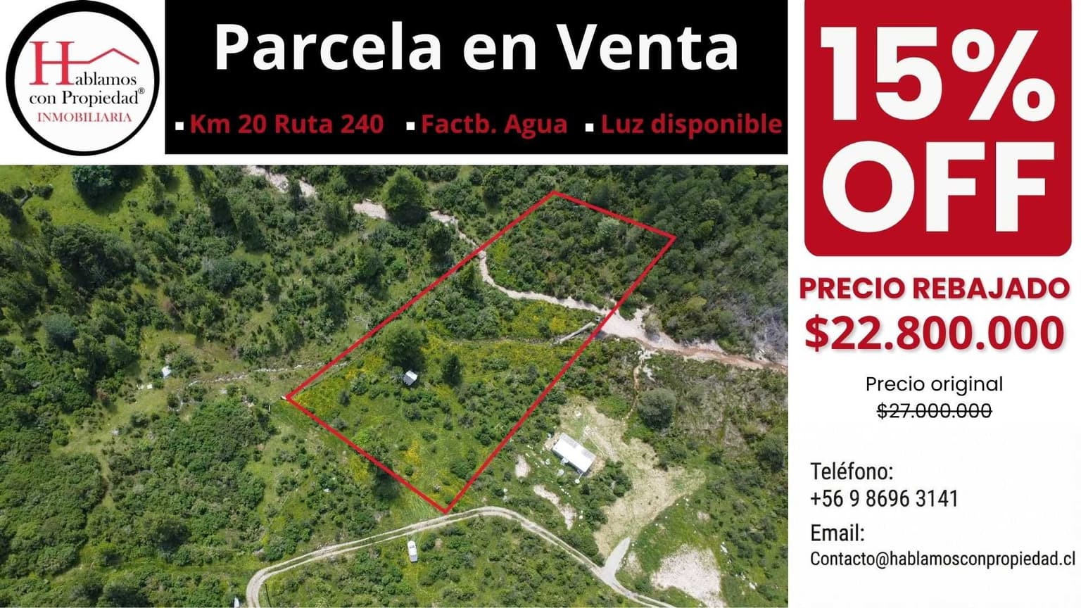 Parcela con arroyo y luz, en Km 20 Aysén (172832)